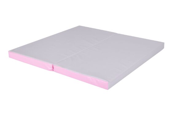 Мат складной 2 секции Sportova, 100х100х6 см, серый-розовый