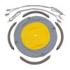 Качели Гнездо Sportova круглые до 100 кг, Оксфорд, 80 см диаметр (Цвет: серый - жёлтый), металлический каркас