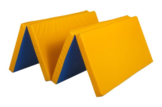 Мат складной 4 секции Sportova, 200х100х6 см, синий-желтый