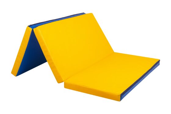 Мат складной 3 секции Sportova, 150х100х6 см, синий-желтый